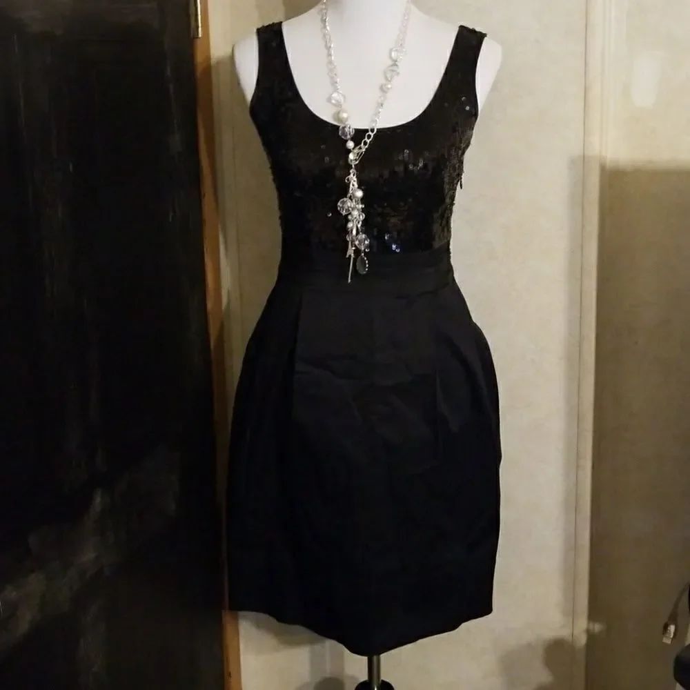 DKNY Black sequin tank dress with pockets